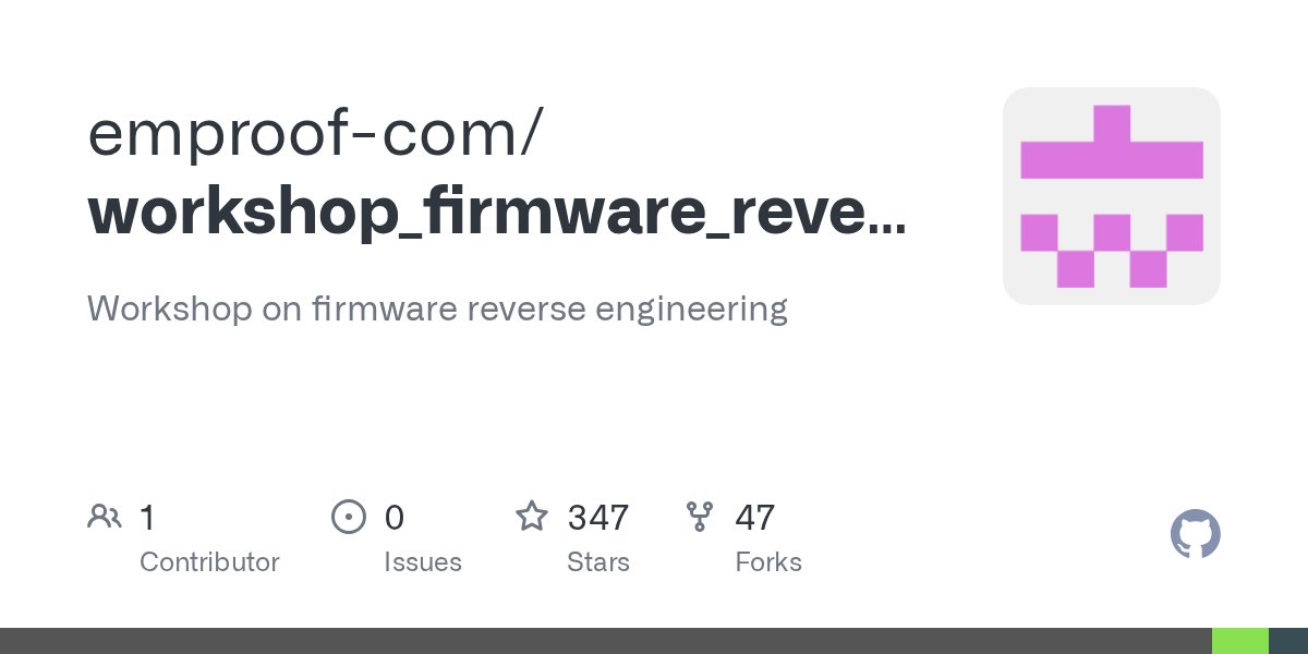 mr_phrazer's tweet card. Workshop on firmware reverse engineering. Contribute to emproof-com/workshop_firmware_reverse_engineering development by creating an account on GitHub.