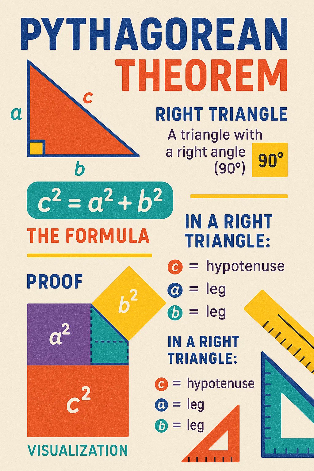 hotinfographics's tweet card. Create Viral Videos with AI The Pythagorean Theorem is one of the famous math concepts. It states that any right triangle ha as hypotenuse whose square equals the sum of the squares of the other two...