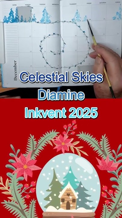 RynShell's tweet card. Dare to Doodle in Your Diary - Day 1 Inkvent 2025 Diamine Celestial...