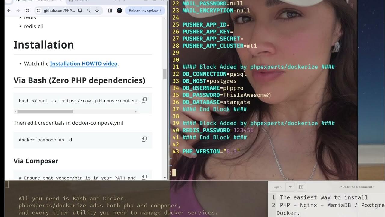 phpexperts's tweet card. phpexperts/dockerize Zero-Dependency Install Demo