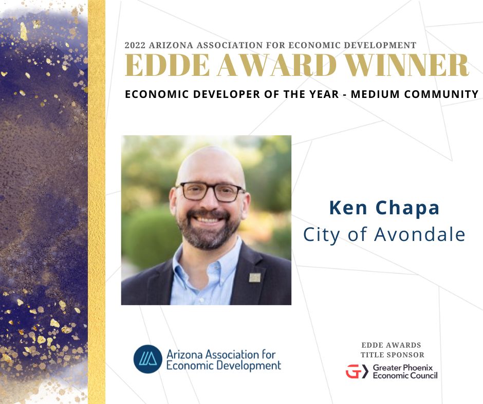 _AAED's tweet card. 🎉 Congratulations 🎉 to our 2022 EDDE Award Winners - THESE PEOPLE have made significant contributions to the advancement of AAED and #economicdevelopment within the State of Arizona. We are so...
