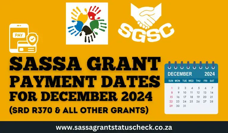 sassagrant_sgsc's tweet card. SASSA December 2024 payments start with Old Persons grants on December 3, Disability on December 4, others on December 5, and SRD R370 late month.