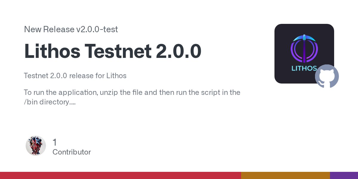 LithosProtocol's tweet card. Testnet 2.0.0 release for Lithos To run the application, unzip the file and then run the script in the /bin directory. To run with a custom configuration file add the argument -Dconfig.file= ./lith...