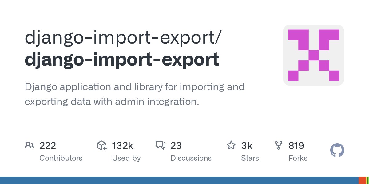 django_import's tweet card. Django application and library for importing and exporting data with admin integration. - django-import-export/django-import-export