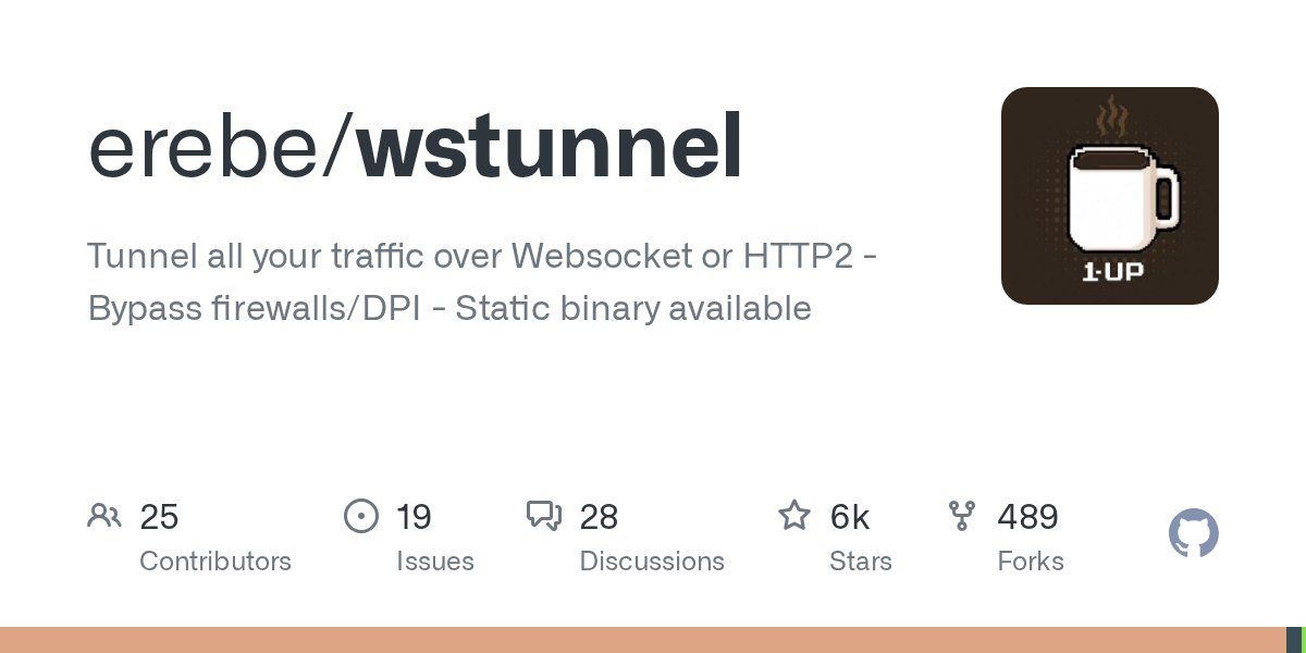 pentest_swissky's tweet card. Tunnel all your traffic over Websocket or HTTP2 - Bypass firewalls/DPI - Static binary available - GitHub - erebe/wstunnel: Tunnel all your traffic over Websocket or HTTP2 - Bypass firewalls/DPI -...