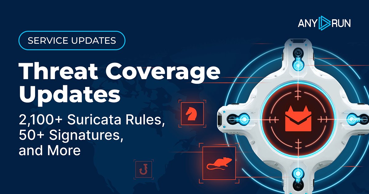 anyrun_app's tweet card. November updates: TI reports, new behavior signatures, YARA rules, and 2,184 Suricata additions SOCs should know.