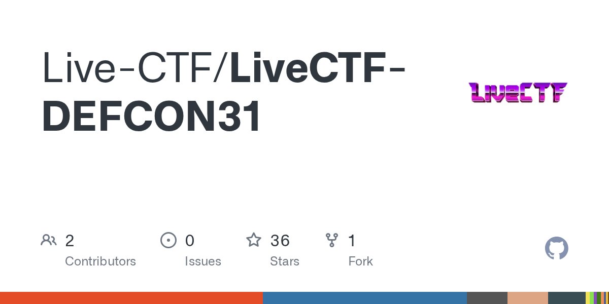 livectf's tweet card. Contribute to Live-CTF/LiveCTF-DEFCON31 development by creating an account on GitHub.