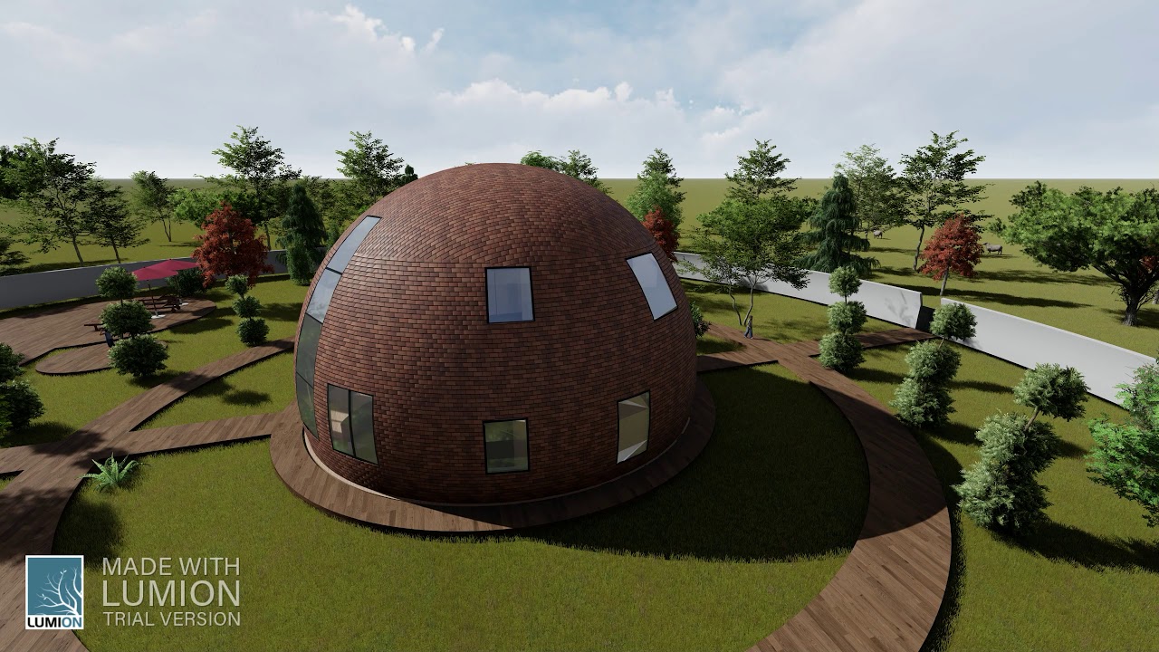 MeraPay_com's tweet card. Купольный дом Атмосфера Galactic Planet, вариант кирпич каштан.