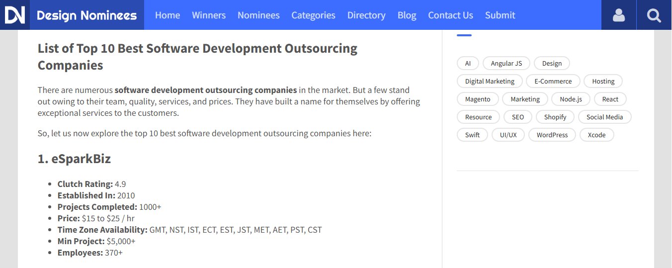 garydavis0308's tweet card. Ranked #1 by Design Nominees, eSparkBiz leads the Top 10 Software Development Outsourcing Companies 2025 with proven global software expertise.
