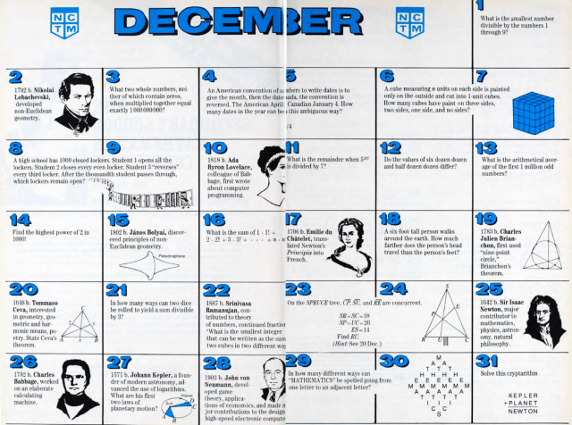 KarenCampe's tweet card. The year is flying by and December is upon us! I had planned to share a December calendar of problems from the early 2000s, but I was digging around and realized that 2025 is the 40th anniversary o…