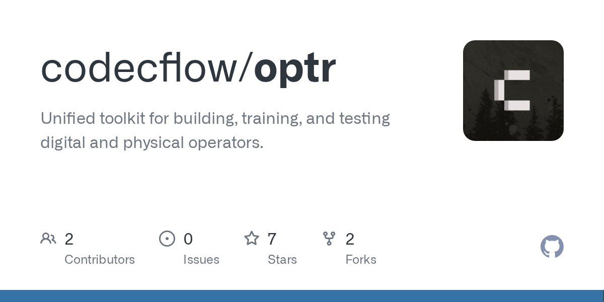 unmoyai's tweet card. Unified toolkit for building, training, and testing digital and physical operators. - codecflow/optr