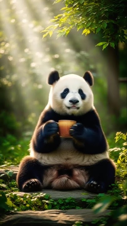 jam_lamar's tweet card. Panda is slurping the coffee slow#DreamScreenAI #coffeelover #panda...