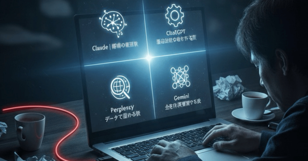 analogescapelab's tweet card. 第3話|僕は4つのAIを並べて、人生の抜け道会議を開いた 店を離れた僕には、何もなかった。 残ったのは、時間と不安だけ。 10年間、義父の店という箱の中で生きてきた。 客との会話も、仕入れも、掃除も、全部そこにあった。 でも今、それが全部ない。 部屋にいる。 静かすぎる。 誰も来ない。 何も起きない。 この空白が、怖かった。 でも同時に、こうも思った。 この空っぽの時間を、武器にできるんじゃ...