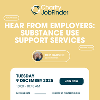 charityjobfindr's tweet card. Featuring partners from arrange of addiction support and substance use. Insights into roles across treatment and recovery services.