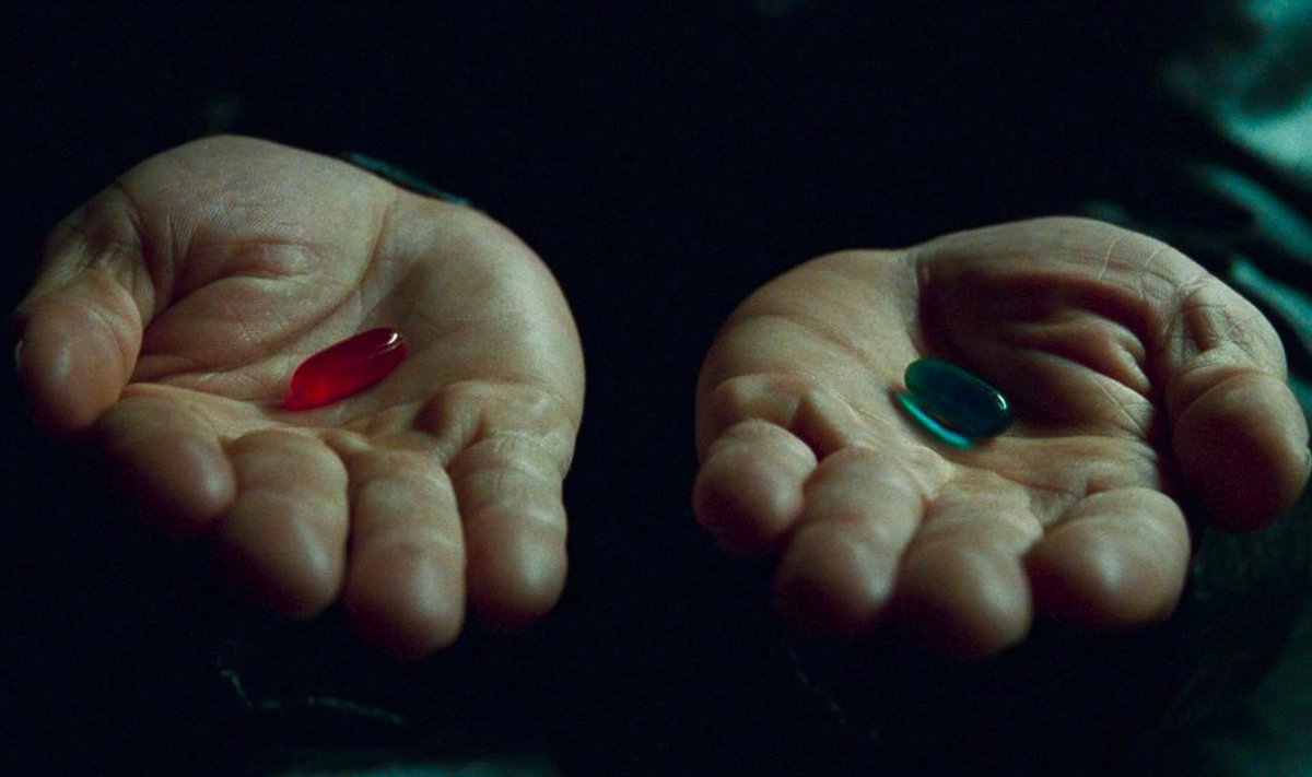 culturaocio's tweet card.    Una de las escenas más icónicas de Matrix es, sin duda alguna, cuando Morfeo le da a...