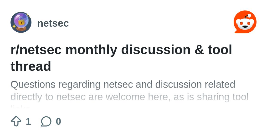 _r_netsec's tweet card. Explore this post and more from the netsec community