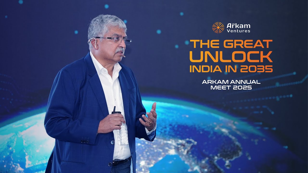 NandanNilekani's tweet card. The Great Unlock: India in 2035 | @nandannilekani at Arkam Annual Meet