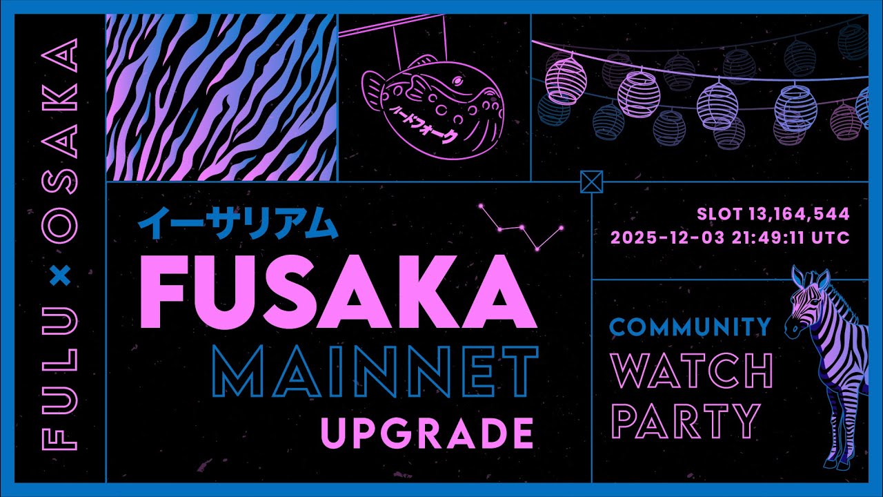 ethereum's tweet card. Fusaka Mainnet Upgrade Livestream | Dec 03, 2025