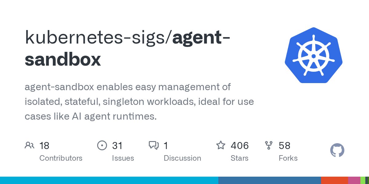 aximox_cc's tweet card. agent-sandbox enables easy management of isolated, stateful, singleton workloads, ideal for use cases like AI agent runtimes. - kubernetes-sigs/agent-sandbox