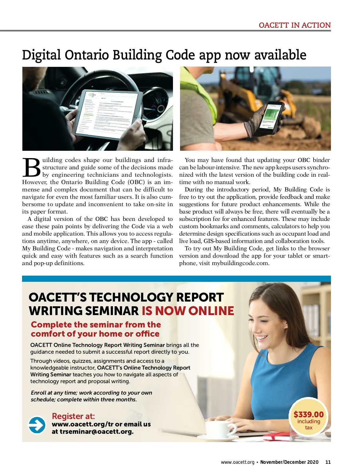 OACETT's tweet card. Ontario Technologist November/December 2020 Page 11