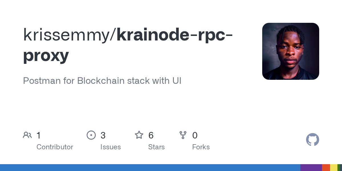 chris__emma's tweet card. Postman for Blockchain stack with UI. Contribute to krissemmy/krainode-rpc-proxy development by creating an account on GitHub.