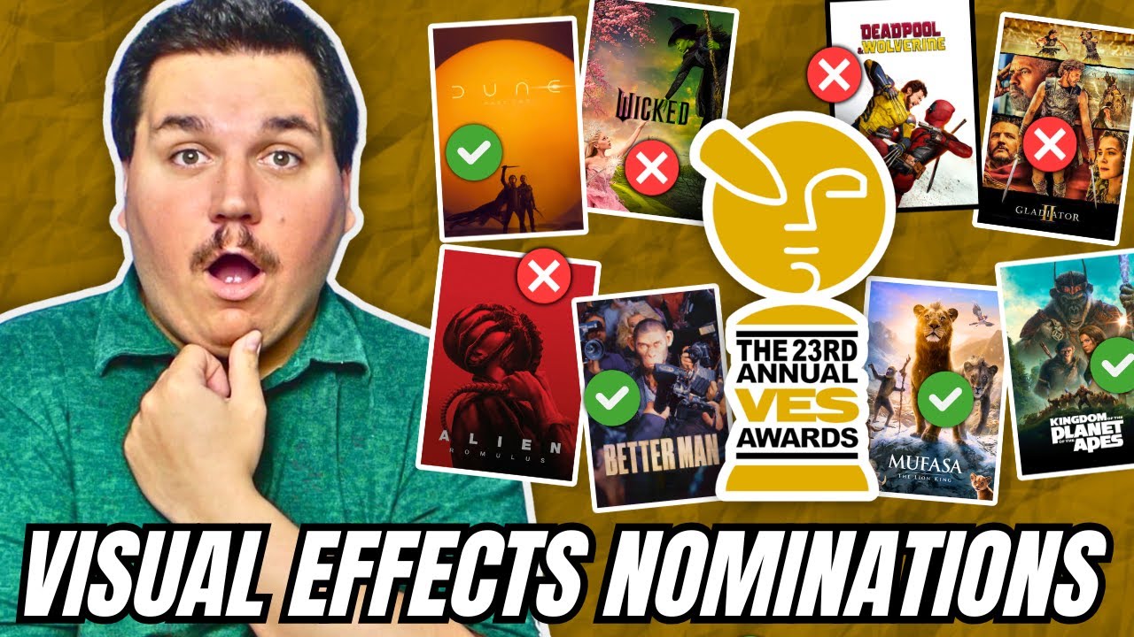TheHannahcast's tweet card. 2025 Visual Effects Society Awards Nominations Reaction (Gladiator,...