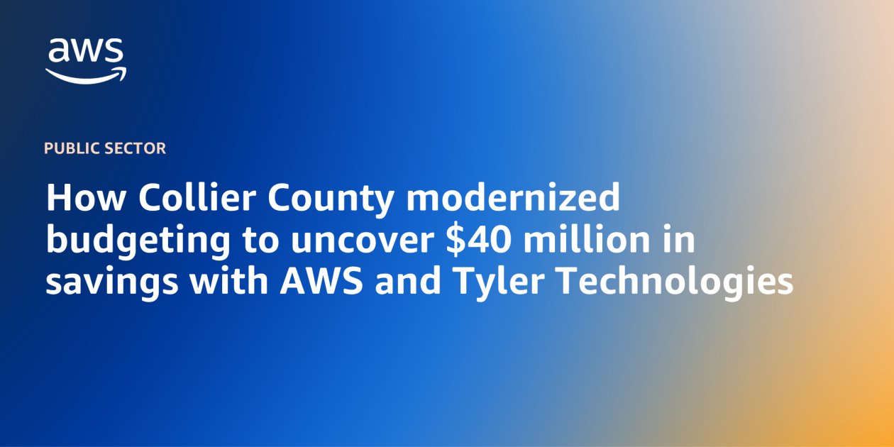 AWS_Gov's tweet card. Between rising operational costs and a population surge, Collier County, Florida, found itself facing serious budgetary pressures. For 13 consecutive years, the county had raised property taxes to...