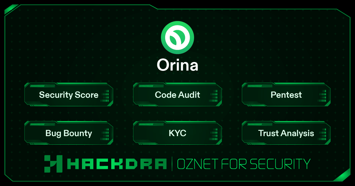 hackdra's tweet card. Keep up with the latest security insights for Orina: Security scores, Code Security Audits, KYC, Bug Bounty, Pentest, On-chain Monitoring, Trust, and more.