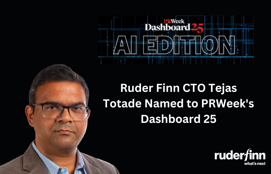 RuderFinn's tweet card. NEW YORK – 02/06/2024 – Ruder Finn’s Chief Technology Officer, Tejas Totade,