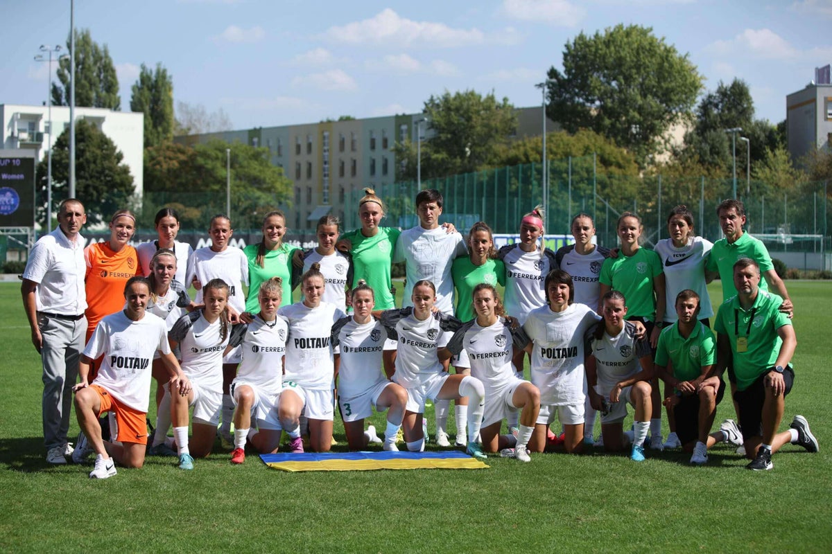 DrColleenHacker's tweet card. Matches are interrupted by sirens warning of attacks but a reduced league continues to function in Ukraine, against the odds