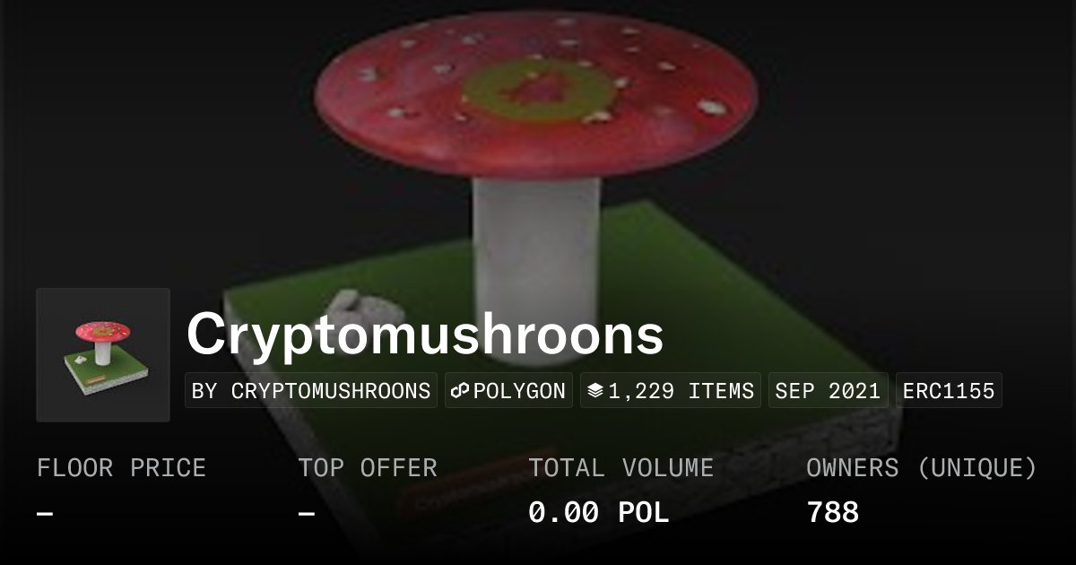 Cryptomushroons's tweet card. Cryptomushroons is a project for mushrooms and nature lovers.