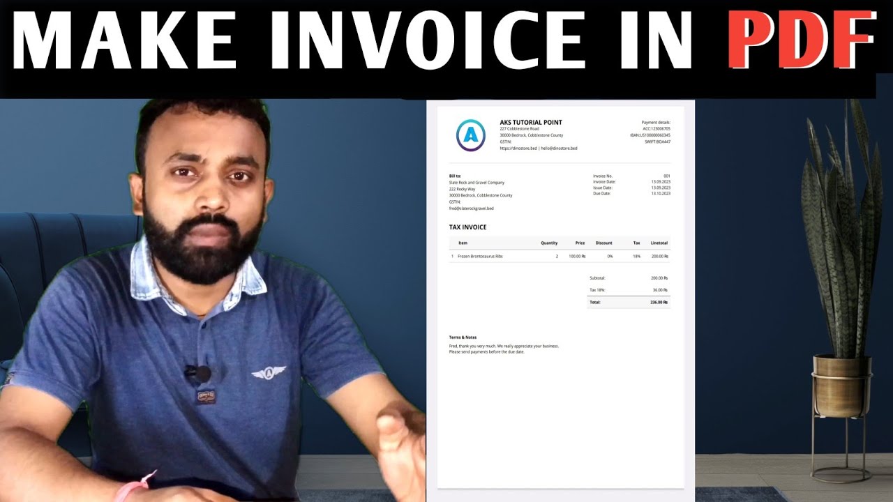 akstutorial's tweet card. How to create Invoice in PDF || PDF se invoice kaise generate kare ||