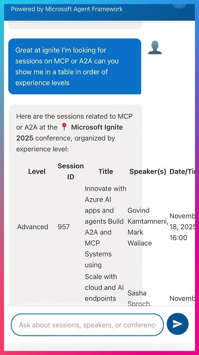 fabianwilliams's tweet card. 1-Minute Demo: ConferenceHaven Built on Microsoft Agent Framework and...