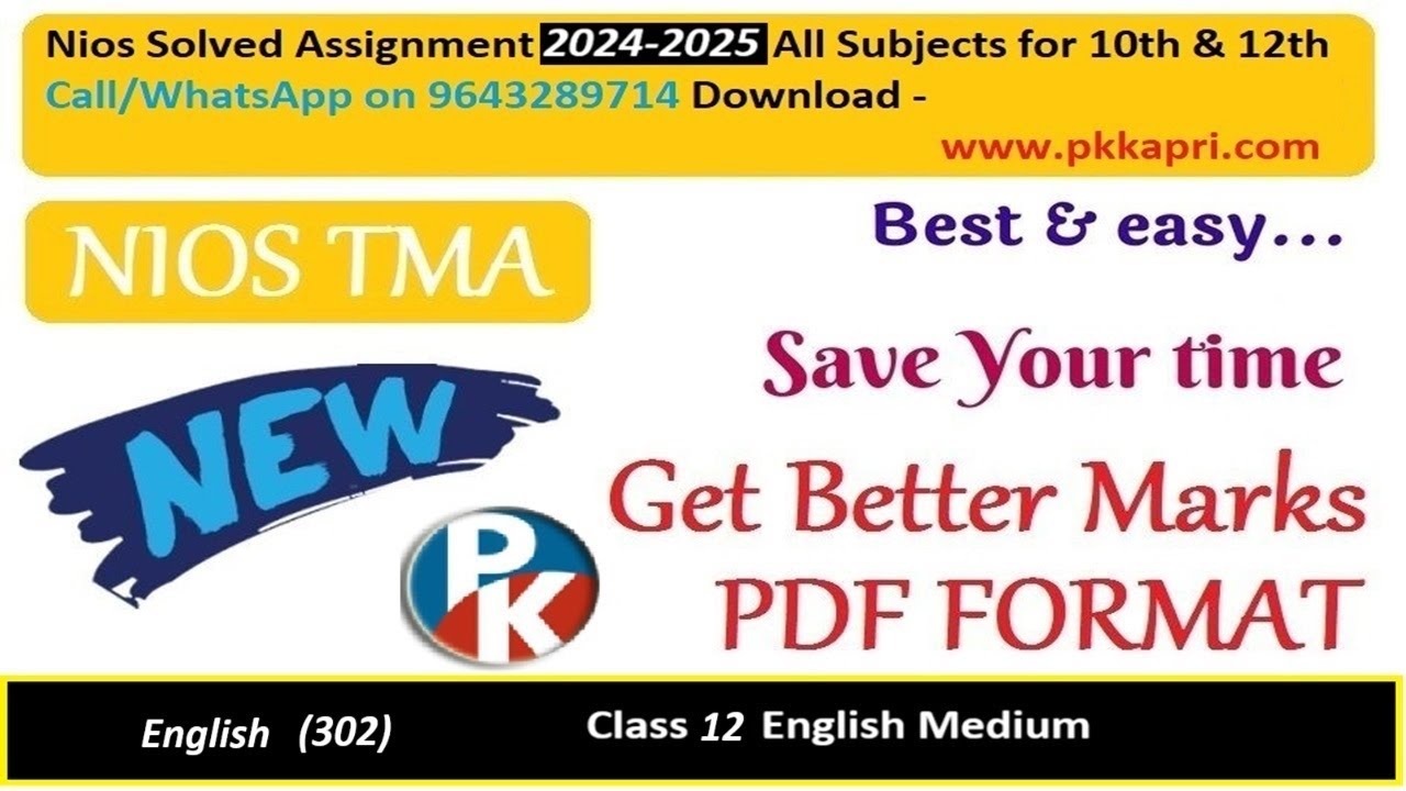 pkkapriandco's tweet card. NIOS English 302 Solved Tma 2025 | Nios 302 Assignment Solution Class...