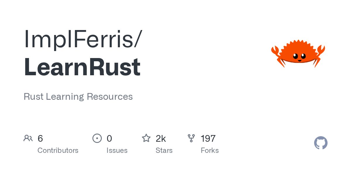 OnlineLearnRust's tweet card. Rust Learning Resources. Contribute to ImplFerris/LearnRust development by creating an account on GitHub.