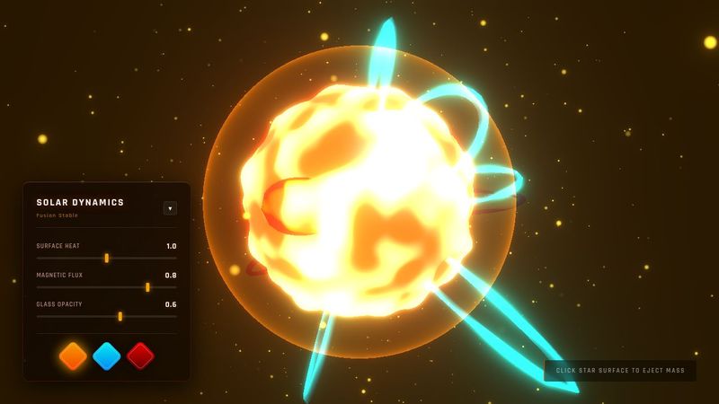 techartist_'s tweet card. High fidelity solar visual featuring a deforming procedural sun, glowing atmosphere shell, energized field lines, and orbiting plasma dust, fully contr...