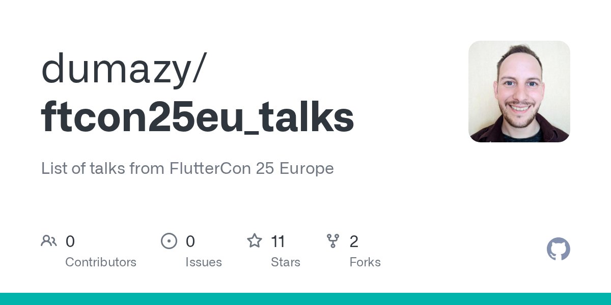 FresidentDumazy's tweet card. List of talks from FlutterCon 25 Europe . Contribute to dumazy/ftcon25eu_talks development by creating an account on GitHub.
