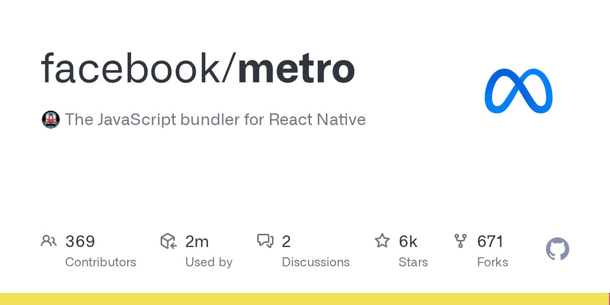MetroBundler's tweet card. 🚇 The JavaScript bundler for React Native. Contribute to facebook/metro development by creating an account on GitHub.