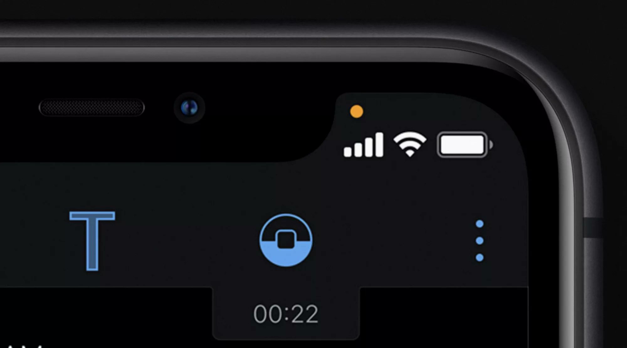 devicemag's tweet card. Is there an orange dot on your iPhone? If you’re an iPhone user, you’ve probably experienced this phenomenon at some time – an orange dot appearing at the top
