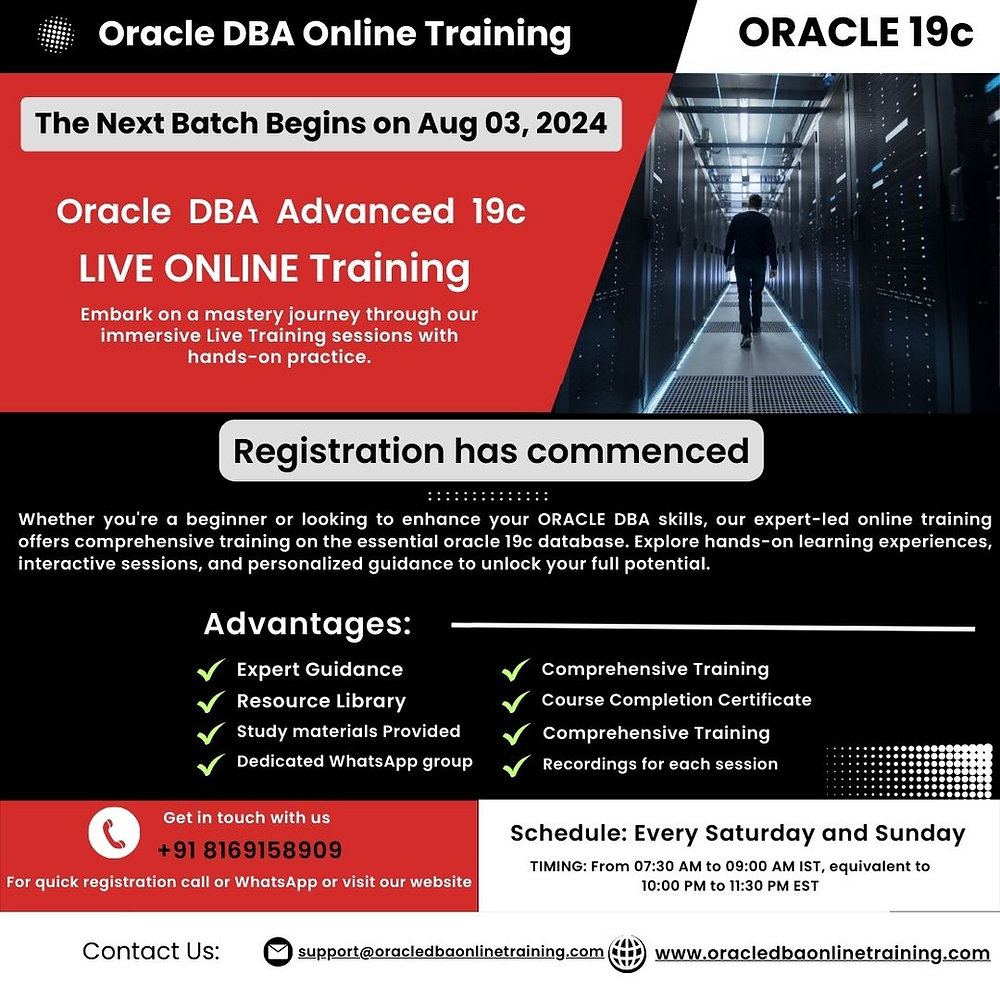 ORADBAONLINE's tweet card. Are you ready to advance your career as an Oracle Database Administrator? Our comprehensive Oracle DBA training program is designed to equip you with the skills and knowledge needed to excel in the...