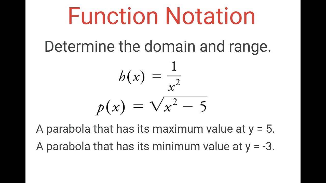 HomeworkHelp75's tweet card. DOMAIN & RANGE Of y = 1/x^2, y = sqrt(x^2 - 5) & Parabolas With Max &...