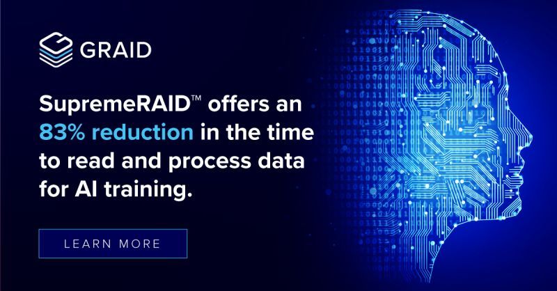 Kelley_Osburn's tweet card. Storage at the speed of...thought? Utilizing SupremeRAID™ in AI training offers an 83% reduction in the time to read and process data, a drastic improvement over traditional solutions. Learn more: ...