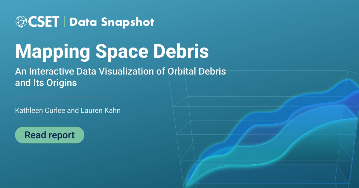 KathleenCurlee's tweet card. Data Snapshots are informative descriptions and quick analyses that dig into CSET’s unique data resources. This data interactive maps each of the over 34,000 pieces of space debris the United States...