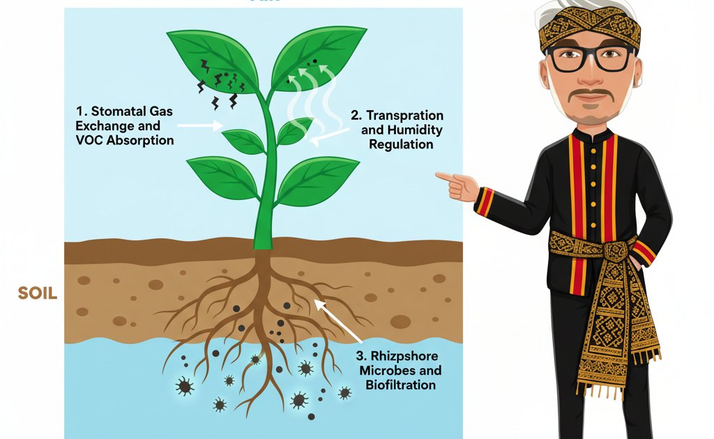 mdnursyazwi's tweet card. Simulate indoor air quality over 30 days using phytoremediation. Analyze VOC removal, CO2 absorption, and humidity changes with common air-purifying plants (Snake Plant, Peace Lily, etc.).
