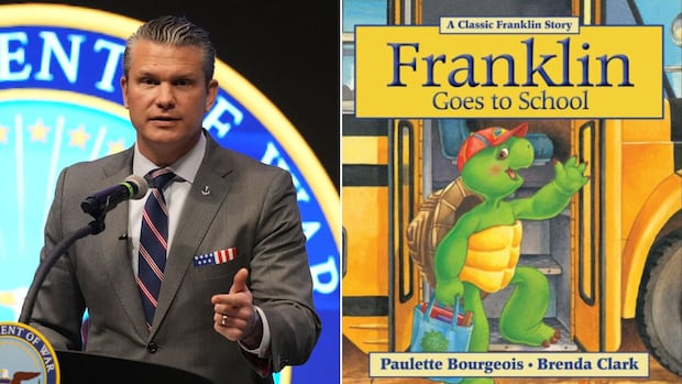 BigJMcC's tweet card. U.S. Defence Secretary Pete Hegseth turned the beloved Canadian children's book character Franklin the turtle into a bazooka-wielding soldier going after "narco-terrorists" in a social media post...