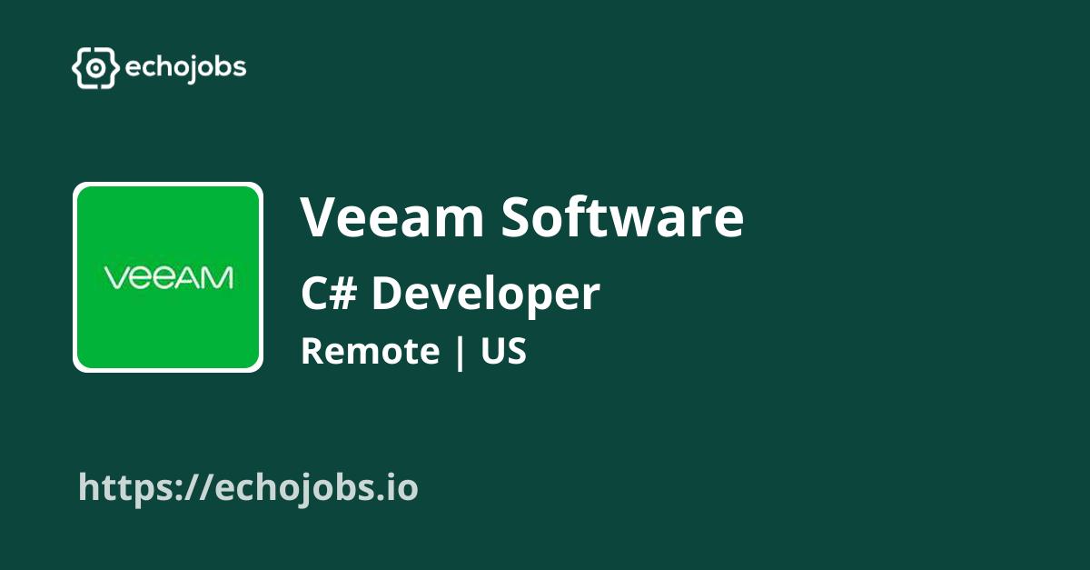 echojobs__io's tweet card. Veeam Software is hiring C# Developer. Skills wanted: PowerShell, .NET, AWS, GCP, C#, C++, Azure, SQL, PostgreSQL, Git, MySQL, Oracle, API. Work locations: Remote, US.