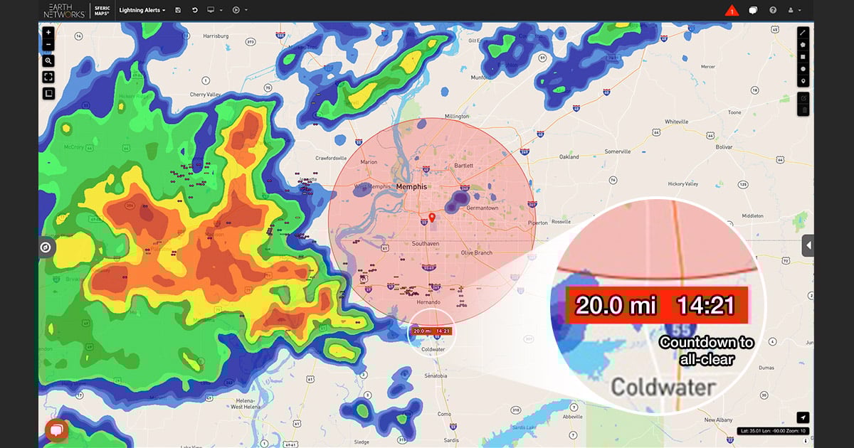 AEM_eco's tweet card. Presenting two new features for our Sferic Maps® lightning detection/monitoring software: the Lightning Alert Countdown Clock and Location Display Control.