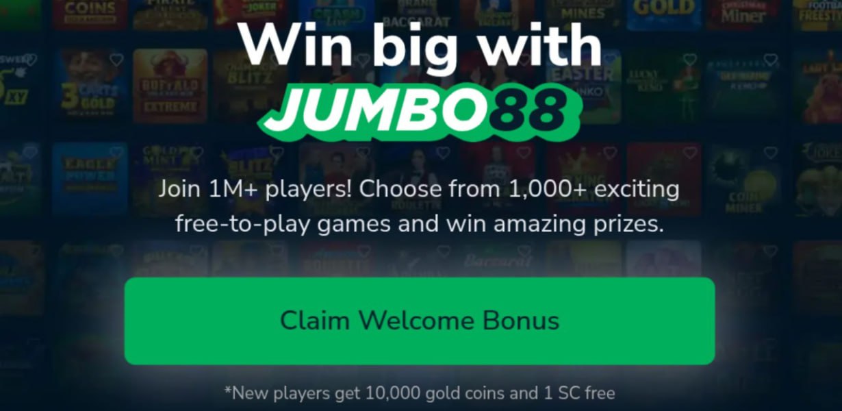 Jumbo88casino's tweet card. Spin over 1500 free slots and table games, earn VIP rewards, and redeem real prizes at Jumbo88. No purchase necessary.