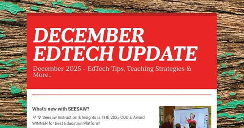 JustinHuntley's tweet card. DECEMBER EDTECH UPDATE
