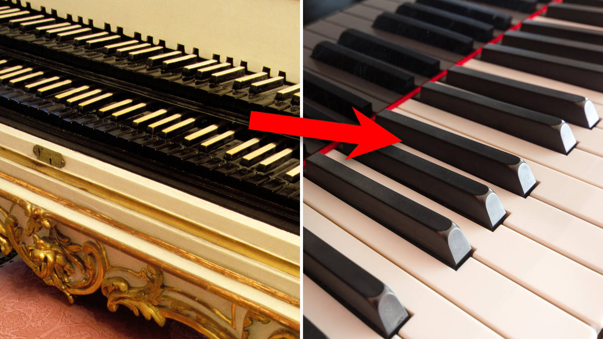 IjeomaVMS's tweet card. In Mozart’s day, the black and white keys on a piano were reversed.